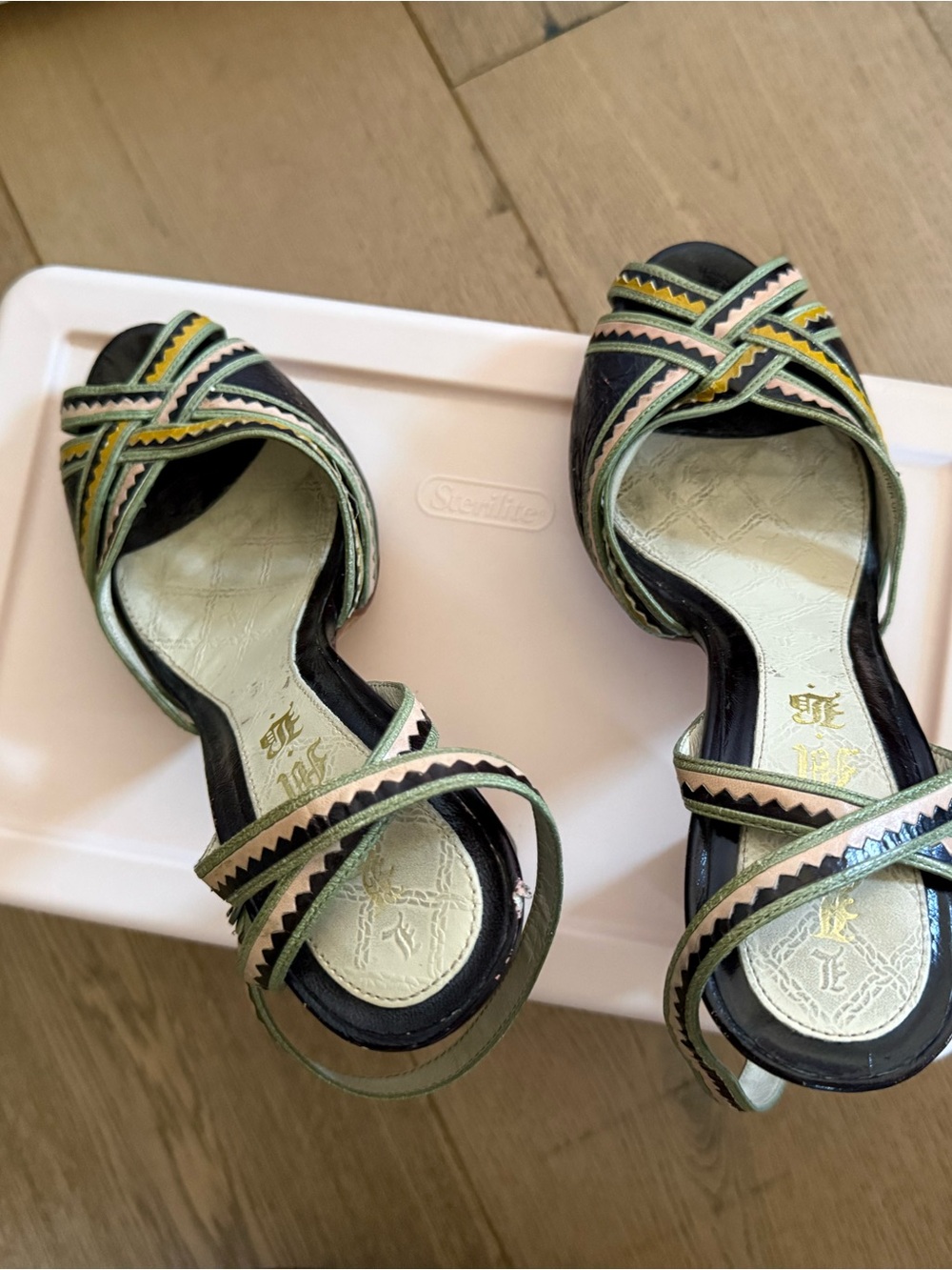 Vintage L.A.M.B. Gwen Stefani “Glenny” Multicolor Strappy Heels - Size 8.5